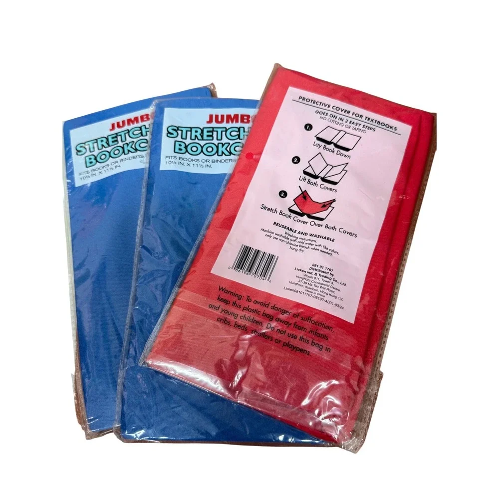 Jumbo Stretchable Book Covers Lot of 3 Fabric Textbook Protectors 10x11